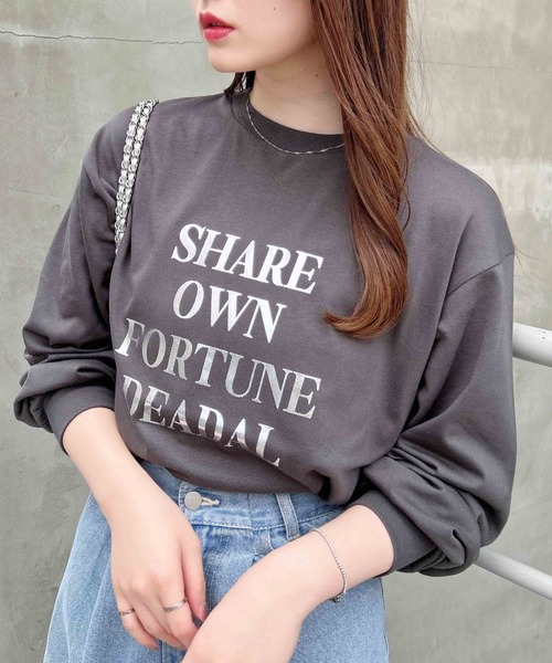 INGNI(イング)の「箔プリントロゴロングTシャツ(Tシャツ/カットソー・レディース・ホワイト×シルバー/ライトグレー系8/ブラック×シルバー・M)」の9枚目の写真