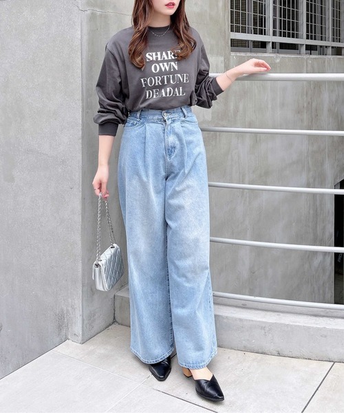 INGNI(イング)の「箔プリントロゴロングTシャツ(Tシャツ/カットソー・レディース・ホワイト×シルバー/ライトグレー系8/ブラック×シルバー・M)」の12枚目の写真