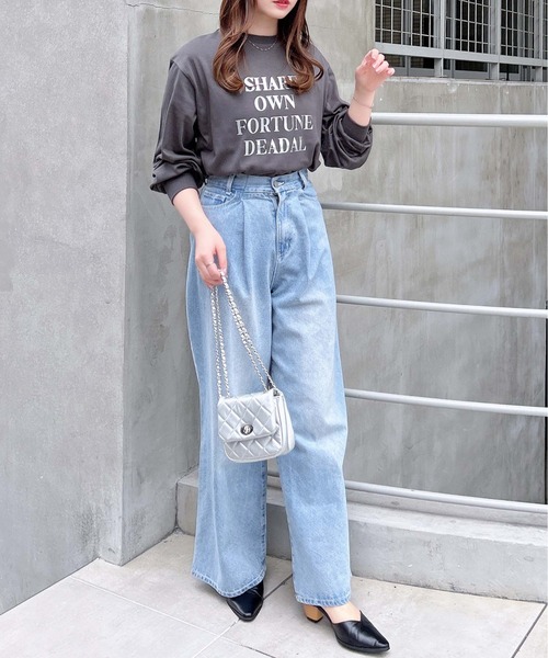 INGNI(イング)の「箔プリントロゴロングTシャツ(Tシャツ/カットソー・レディース・ホワイト×シルバー/ライトグレー系8/ブラック×シルバー・M)」の14枚目の写真