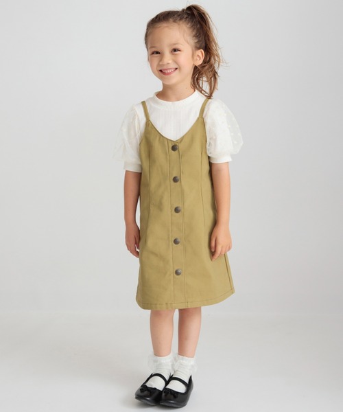 BRANSHES（ブランシェス）の「フロントボタンジャンパースカート（ジャンパースカート・キッズ・ネイビー/ブラウン・90/100/130/120/150/140/110）」の2枚目の写真