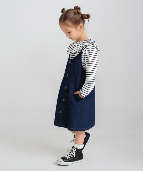 BRANSHES（ブランシェス）の「フロントボタンジャンパースカート（ジャンパースカート・キッズ・ネイビー/ブラウン・90/100/130/120/150/140/110）」の12枚目の写真