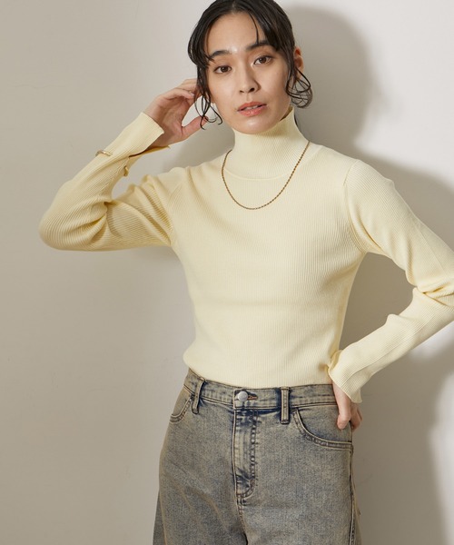 NERGY（ナージー）の「【抗ピル加工】リブタートルニット（ニット/セーター・レディース・サックスブルー/キナリ/ミント/オレンジ・FREE）」の6枚目の写真