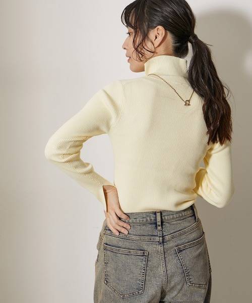 NERGY（ナージー）の「【抗ピル加工】リブタートルニット（ニット/セーター・レディース・サックスブルー/キナリ/ミント/オレンジ・FREE）」の8枚目の写真