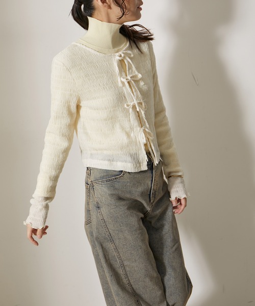 NERGY（ナージー）の「【抗ピル加工】リブタートルニット（ニット/セーター・レディース・サックスブルー/キナリ/ミント/オレンジ・FREE）」の10枚目の写真