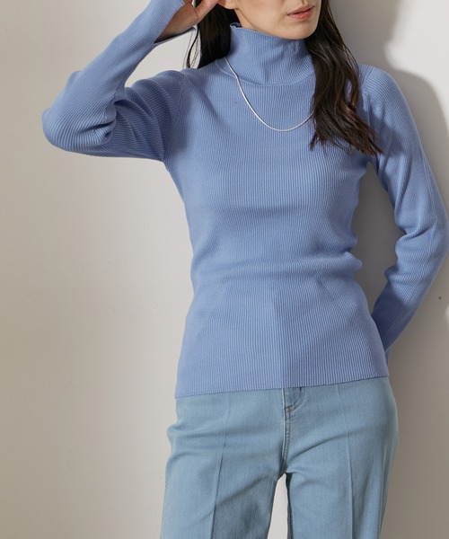 NERGY（ナージー）の「【抗ピル加工】リブタートルニット（ニット/セーター・レディース・サックスブルー/キナリ/ミント/オレンジ・FREE）」の19枚目の写真