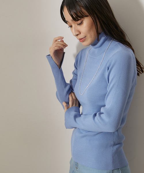NERGY（ナージー）の「【抗ピル加工】リブタートルニット（ニット/セーター・レディース・サックスブルー/キナリ/ミント/オレンジ・FREE）」の20枚目の写真