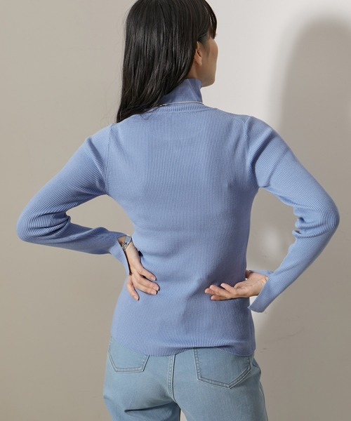 NERGY（ナージー）の「【抗ピル加工】リブタートルニット（ニット/セーター・レディース・サックスブルー/キナリ/ミント/オレンジ・FREE）」の21枚目の写真