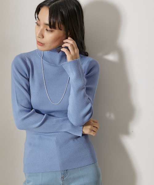 NERGY（ナージー）の「【抗ピル加工】リブタートルニット（ニット/セーター・レディース・サックスブルー/キナリ/ミント/オレンジ・FREE）」の22枚目の写真