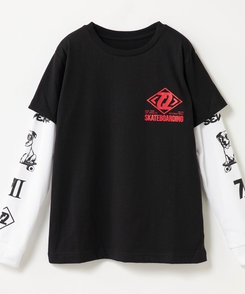 セブンフェアリー　●重ね着風ロゴT/レイヤードロンT【新品】 セブンフェアリー ○重ね着風ロゴT/レイヤードロンT【新品】