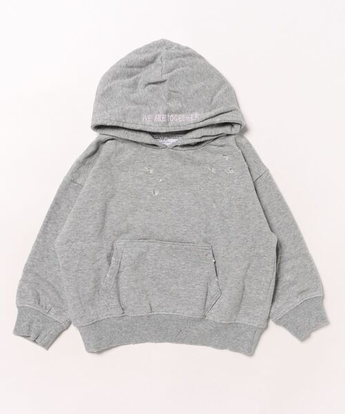 BIG FIELD（ビッグフィールド）の「ムジダメージパーカー（パーカー・キッズ・杢グレー/ライム/レッド・90/100/110/120/130/140/150）」の2枚目の写真