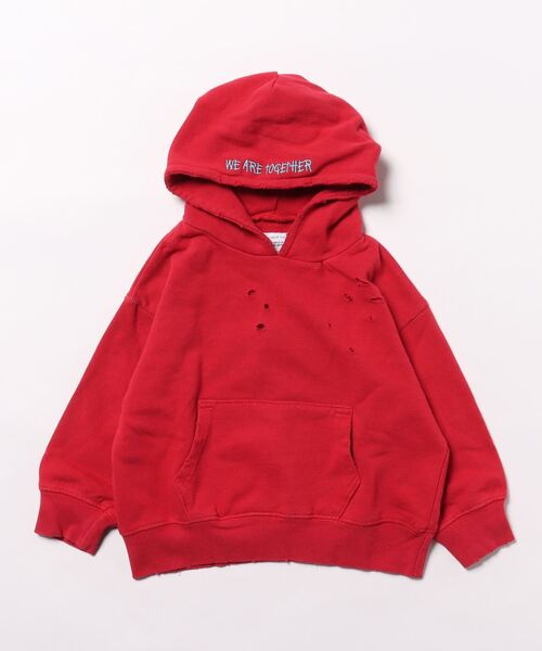 BIG FIELD（ビッグフィールド）の「ムジダメージパーカー（パーカー・キッズ・杢グレー/ライム/レッド・90/100/110/120/130/140/150）」の3枚目の写真