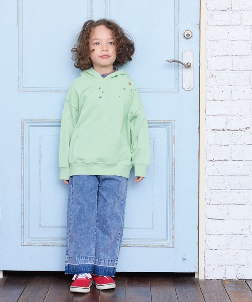 BIG FIELD（ビッグフィールド）の「ムジダメージパーカー（パーカー・キッズ・杢グレー/ライム/レッド・90/100/110/120/130/140/150）」の7枚目の写真