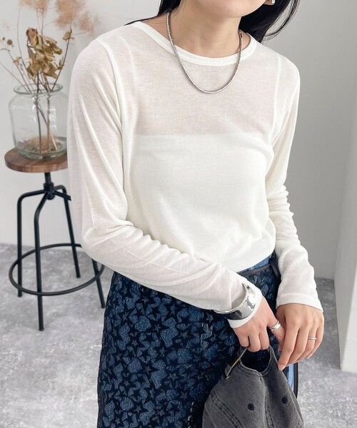 fredy emue(フレディエミュ)の「【新色登場】シアーウォームフライス ロンTシャツ(Tシャツ/カットソー・レディース・ブラック/オフホワイト/ブラック系その他/ベージュ/ライトグレー/ピンク・38)」の2枚目の写真