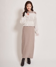 チュールレイヤードニットワンピース