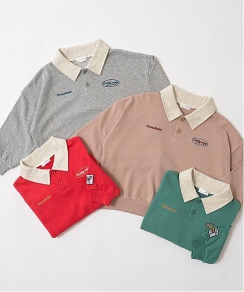 b・ROOM（ビールーム）の「【毛玉バイバイ裏毛】衿付きビッグスウェット（スウェット・キッズ・ベージュ/トップグレー/レッド/モスグリーン・110cm/100cm/120cm/130cm/140cm/150cm）」の20枚目の写真