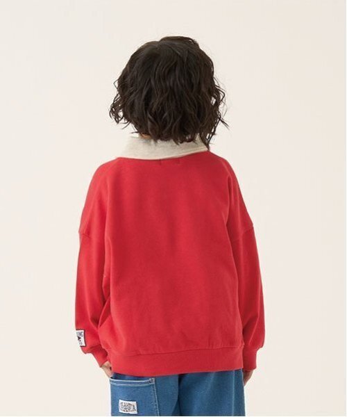 b・ROOM（ビールーム）の「【毛玉バイバイ裏毛】衿付きビッグスウェット（スウェット・キッズ・ベージュ/トップグレー/レッド/モスグリーン・110cm/100cm/120cm/130cm/140cm/150cm）」の8枚目の写真