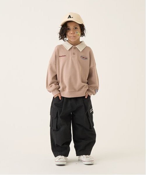 b・ROOM（ビールーム）の「【毛玉バイバイ裏毛】衿付きビッグスウェット（スウェット・キッズ・ベージュ/トップグレー/レッド/モスグリーン・110cm/100cm/120cm/130cm/140cm/150cm）」の7枚目の写真