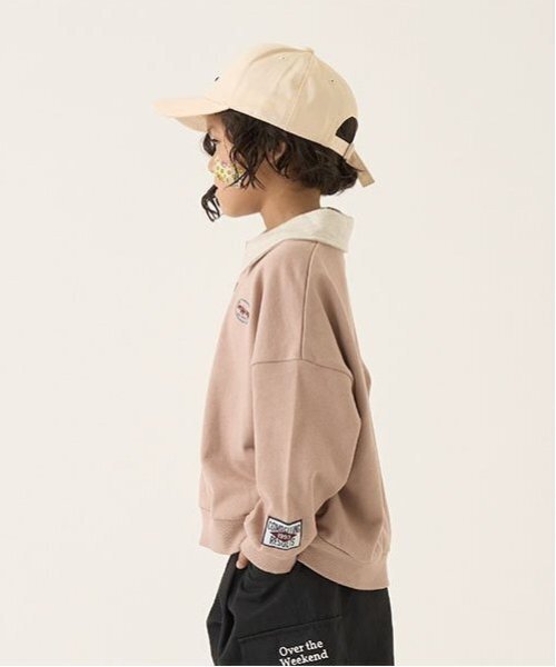 b・ROOM（ビールーム）の「【毛玉バイバイ裏毛】衿付きビッグスウェット（スウェット・キッズ・ベージュ/トップグレー/レッド/モスグリーン・110cm/100cm/120cm/130cm/140cm/150cm）」の6枚目の写真