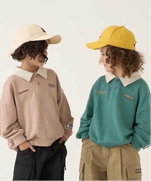 b・ROOM（ビールーム）の「【毛玉バイバイ裏毛】衿付きビッグスウェット（スウェット・キッズ・ベージュ/トップグレー/レッド/モスグリーン・110cm/100cm/120cm/130cm/140cm/150cm）」の15枚目の写真