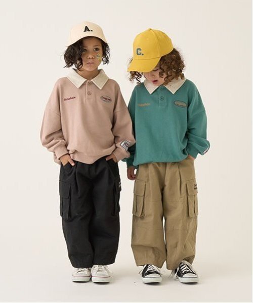 b・ROOM（ビールーム）の「【毛玉バイバイ裏毛】衿付きビッグスウェット（スウェット・キッズ・ベージュ/トップグレー/レッド/モスグリーン・110cm/100cm/120cm/130cm/140cm/150cm）」の14枚目の写真