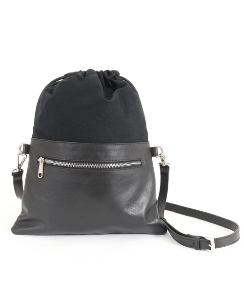 ADAM PATEK(アダムパテック)の「【ADAMPATEK】leather switching drawstring bag/レザー切替巾着バッグ(ショルダーバッグ・メンズ・ブラック・FREE)」の8枚目の写真