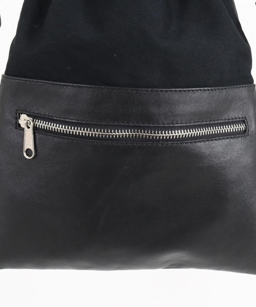ADAM PATEK(アダムパテック)の「【ADAMPATEK】leather switching drawstring bag/レザー切替巾着バッグ(ショルダーバッグ・メンズ・ブラック・FREE)」の13枚目の写真
