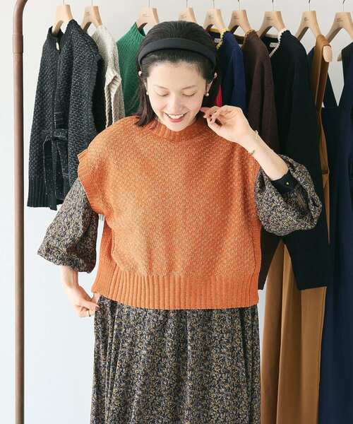 CRAFT STANDARD BOUTIQUE（クラフトスタンダードブティック）の「キナリノコラボ/洗える2wayモールニットベスト/24AW（ベスト・レディース・ブラック/オレンジ/ベージュ/グリーン・FREE）」の14枚目の写真