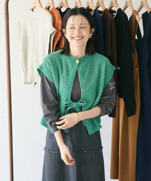 CRAFT STANDARD BOUTIQUE（クラフトスタンダードブティック）の「キナリノコラボ/洗える2wayモールニットベスト/24AW（ベスト・レディース・ブラック/オレンジ/ベージュ/グリーン・FREE）」の22枚目の写真