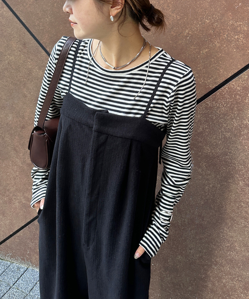 JOURNAL STANDARD(ジャーナルスタンダード)の「ストレッチアゼニットサロペット(サロペット/オーバーオール・レディース・ブラック/チャコールグレー・FREE)」の5枚目の写真