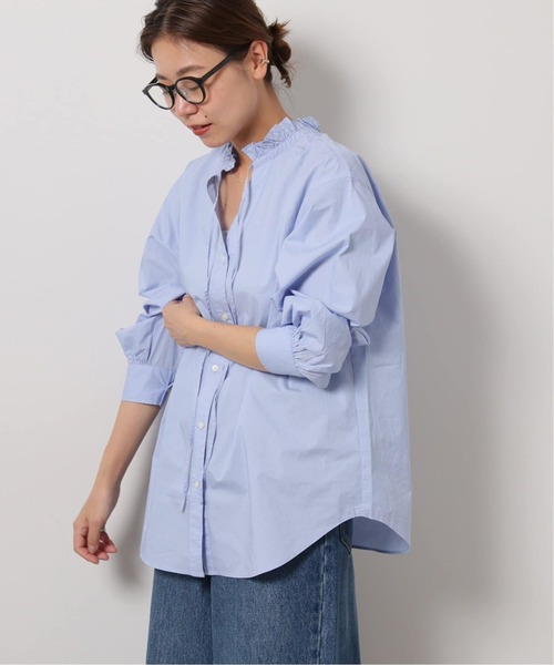 JOURNAL STANDARD relume(ジャーナルスタンダード レリューム)の「《追加8》ハイカウントコットンスタンドカラー2way(シャツ/ブラウス・レディース・ブルー系その他/ホワイト/ブラック・FREE)」の1枚目の写真