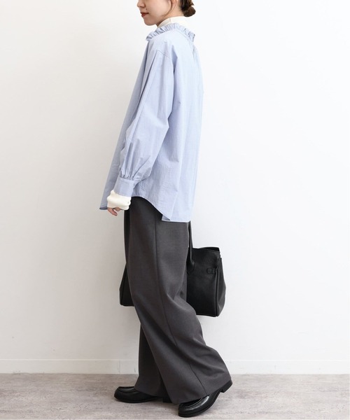 JOURNAL STANDARD relume(ジャーナルスタンダード レリューム)の「《追加8》ハイカウントコットンスタンドカラー2way(シャツ/ブラウス・レディース・ブルー系その他/ホワイト/ブラック・FREE)」の7枚目の写真