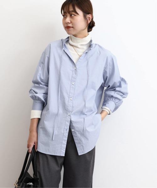 JOURNAL STANDARD relume(ジャーナルスタンダード レリューム)の「《追加8》ハイカウントコットンスタンドカラー2way(シャツ/ブラウス・レディース・ブルー系その他/ホワイト/ブラック・FREE)」の10枚目の写真