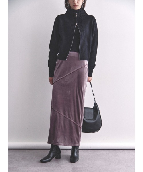 ペロ セール】パイピングベロアロングスカート（スカート）｜Solace