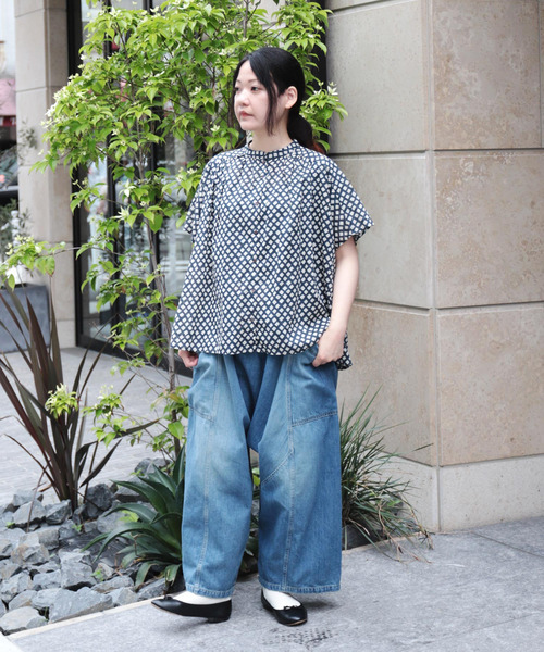 Brocante / ブロカント] インドプリント フロンセシャツ