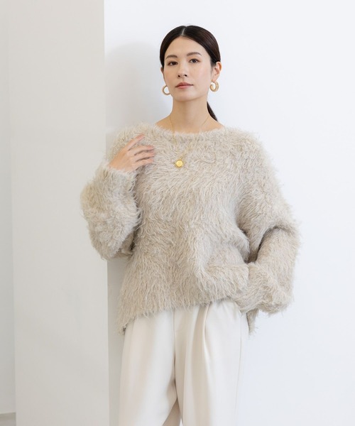 Elura（エルーラ）の「エアリーシャギープルオーバー/150348（ニット/セーター・レディース・チャコールグレー/オレンジ/ライトベージュ・MEDIUM/LARGE）」の2枚目の写真