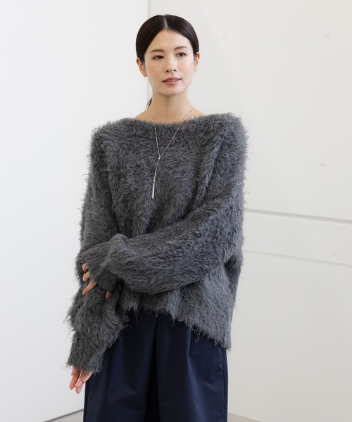 Elura（エルーラ）の「エアリーシャギープルオーバー/150348（ニット/セーター・レディース・チャコールグレー/オレンジ/ライトベージュ・MEDIUM/LARGE）」の6枚目の写真