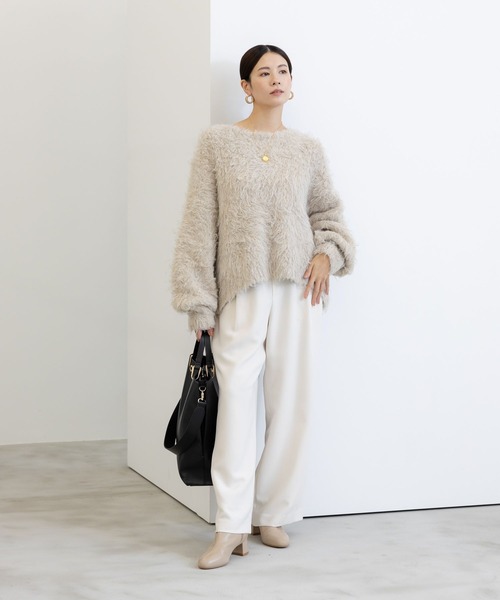 Elura（エルーラ）の「エアリーシャギープルオーバー/150348（ニット/セーター・レディース・チャコールグレー/オレンジ/ライトベージュ・MEDIUM/LARGE）」の8枚目の写真