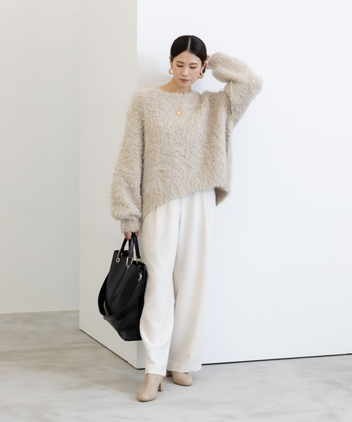 Elura（エルーラ）の「エアリーシャギープルオーバー/150348（ニット/セーター・レディース・チャコールグレー/オレンジ/ライトベージュ・MEDIUM/LARGE）」の9枚目の写真