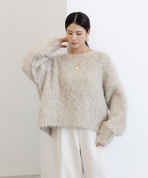 Elura（エルーラ）の「エアリーシャギープルオーバー/150348（ニット/セーター・レディース・チャコールグレー/オレンジ/ライトベージュ・MEDIUM/LARGE）」の11枚目の写真