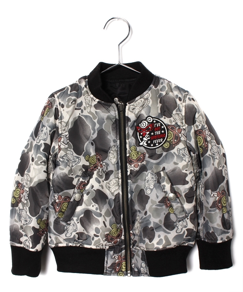 HYSTERIC MINI（ヒステリックミニ）の「HYS DUCK HUNTER COMO MA-1型ジャケット(リバーシブル)（ミリタリージャケット・キッズ・ブラック/カーキ/グリーン系その他・100/110/120）」の8枚目の写真