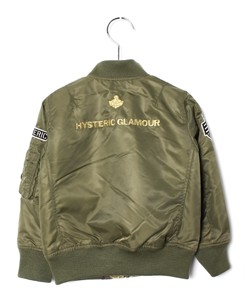 HYSTERIC MINI（ヒステリックミニ）の「HYS DUCK HUNTER COMO MA-1型ジャケット(リバーシブル)（ミリタリージャケット・キッズ・ブラック/カーキ/グリーン系その他・100/110/120）」の12枚目の写真