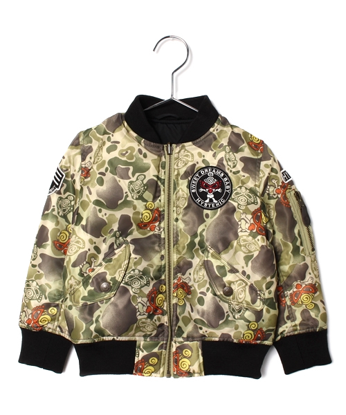 HYSTERIC MINI（ヒステリックミニ）の「HYS DUCK HUNTER COMO MA-1型ジャケット(リバーシブル)（ミリタリージャケット・キッズ・ブラック/カーキ/グリーン系その他・100/110/120）」の11枚目の写真