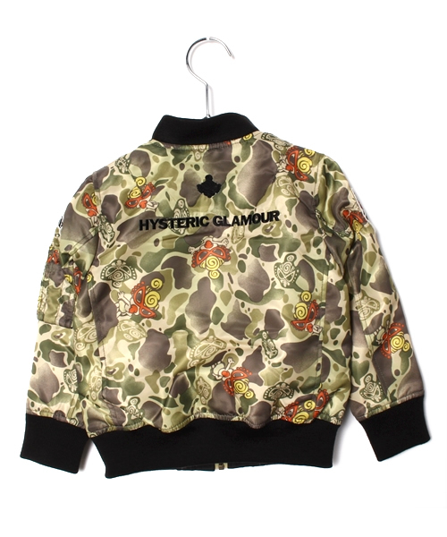 HYSTERIC MINI（ヒステリックミニ）の「HYS DUCK HUNTER COMO MA-1型ジャケット(リバーシブル)（ミリタリージャケット・キッズ・ブラック/カーキ/グリーン系その他・100/110/120）」の9枚目の写真