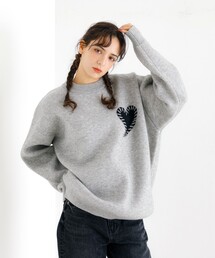 【Revo.レボ】ワンポイントハートステッチルーズニット/ユニセックス/TH-3888