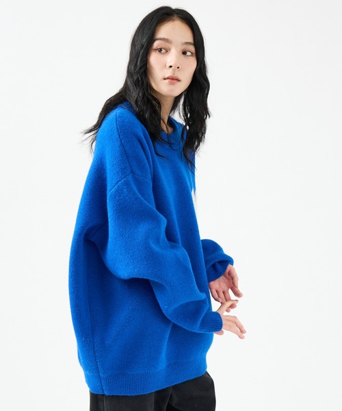 archivio ⭐️青 ニットセーター サイズ48 Revo.レボ】ワンポイントハートステッチルーズニット/ユニセックス/TH