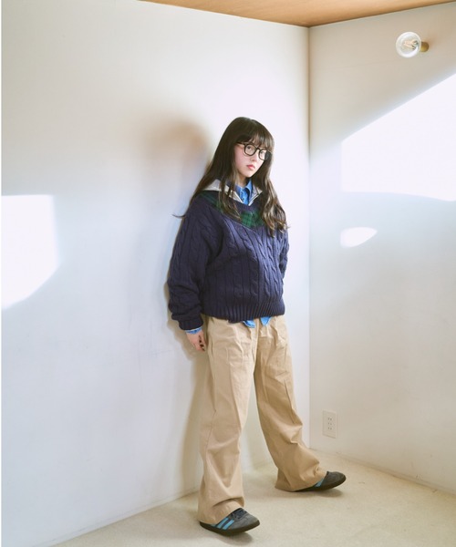 common gull products.（コモンガルプロダクツ）の「gull school knit（ニット/セーター・レディース・ネイビー/ボルドー/アイボリー・MEDIUM/LARGE）」の4枚目の写真