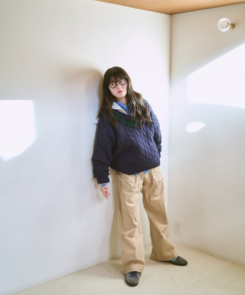 common gull products.（コモンガルプロダクツ）の「gull school knit（ニット/セーター・レディース・ネイビー/ボルドー/アイボリー・MEDIUM/LARGE）」の5枚目の写真