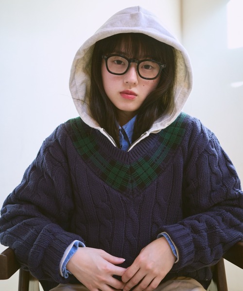 common gull products.（コモンガルプロダクツ）の「gull school knit（ニット/セーター・レディース・ネイビー/ボルドー/アイボリー・MEDIUM/LARGE）」の8枚目の写真