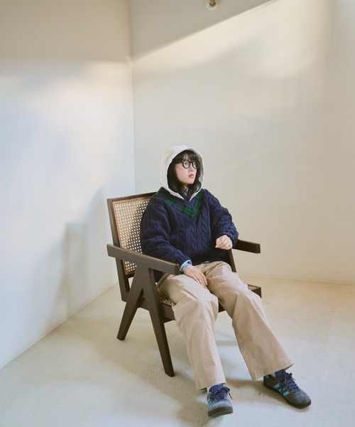 common gull products.（コモンガルプロダクツ）の「gull school knit（ニット/セーター・レディース・ネイビー/ボルドー/アイボリー・MEDIUM/LARGE）」の11枚目の写真