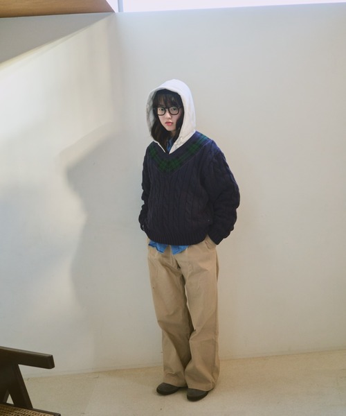 common gull products.（コモンガルプロダクツ）の「gull school knit（ニット/セーター・レディース・ネイビー/ボルドー/アイボリー・MEDIUM/LARGE）」の13枚目の写真